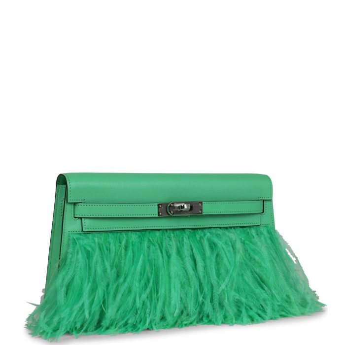Handmade HKEF Vert Comics Chevre and Ostrich Feather Palladium Hardware - 图片 2