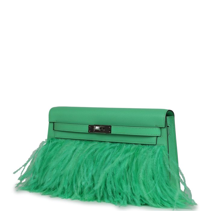 Handmade HKEF Vert Comics Chevre and Ostrich Feather Palladium Hardware - 图片 3