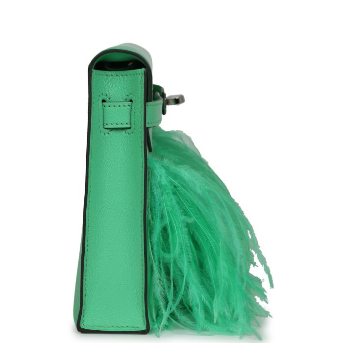 Handmade HKEF Vert Comics Chevre and Ostrich Feather Palladium Hardware - 图片 4