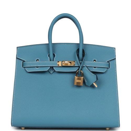 Handmade Bag HB Sellier 25 Blue Jean Epsom Gold Hardware