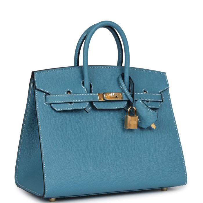 Handmade Bag HB Sellier 25 Blue Jean Epsom Gold Hardware：圖片 2