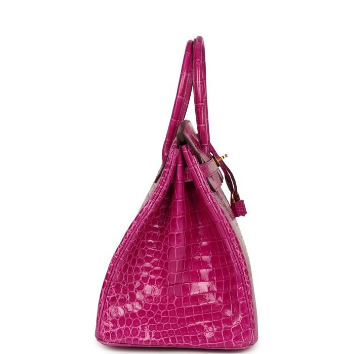 Handmade Bag HB 35 Rose Scheherazade Shiny Porosus Crocodile Gold Hardware - 图片 3
