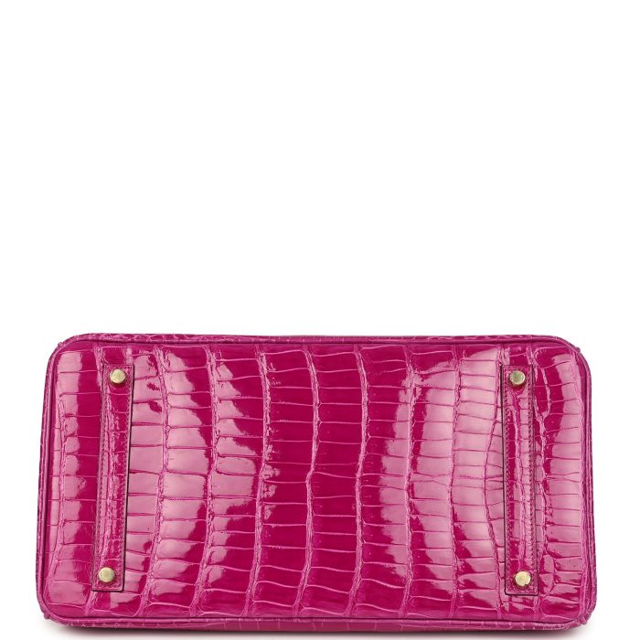 Handmade Bag HB 35 Rose Scheherazade Shiny Porosus Crocodile Gold Hardware - 图片 5