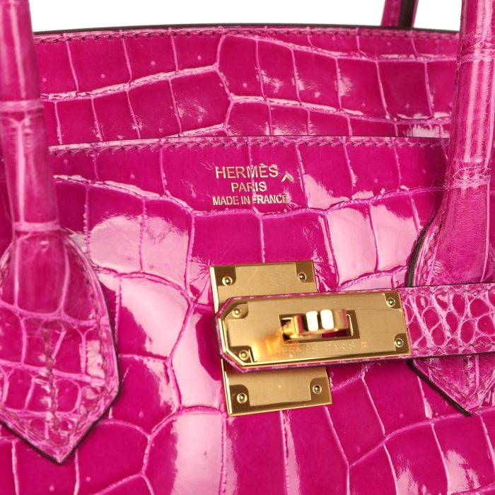 Handmade Bag HB 35 Rose Scheherazade Shiny Porosus Crocodile Gold Hardware - 图片 6