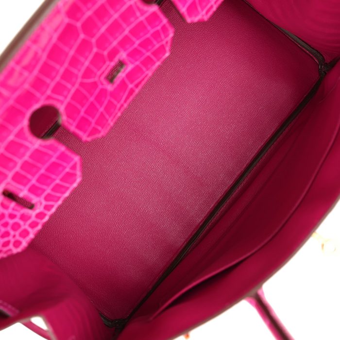 Handmade Bag HB 35 Rose Scheherazade Shiny Porosus Crocodile Gold Hardware - 图片 7