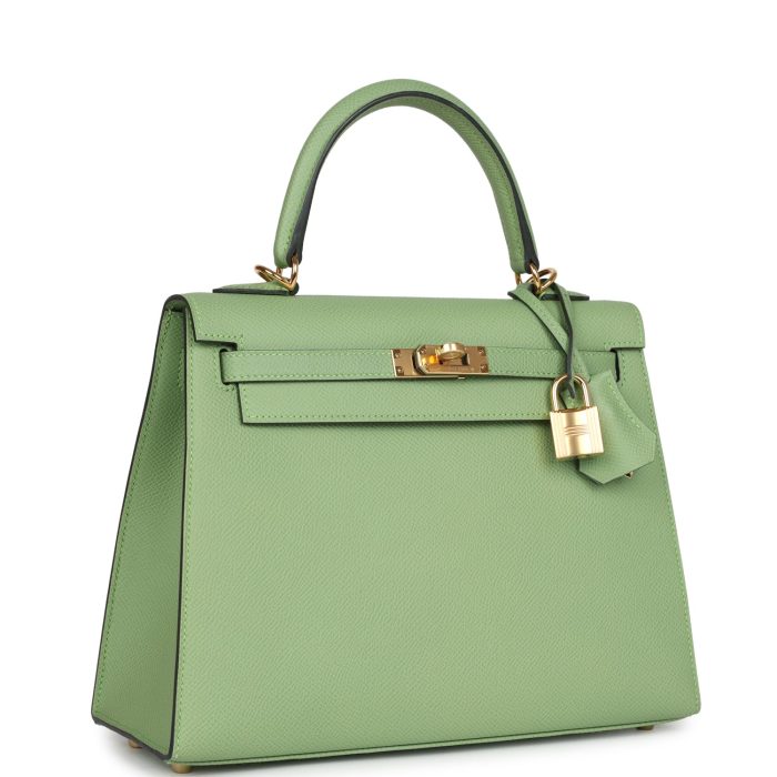 Handmade HKS 25 Vert Criquet Epsom Gold Hardware - 图片 2