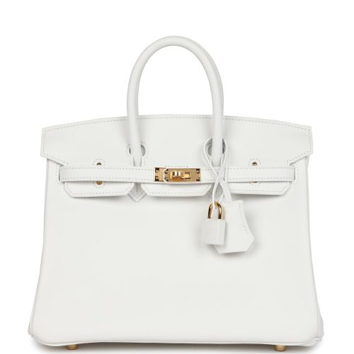 Handmade Bag HB 25 New White Swift Gold Hardware