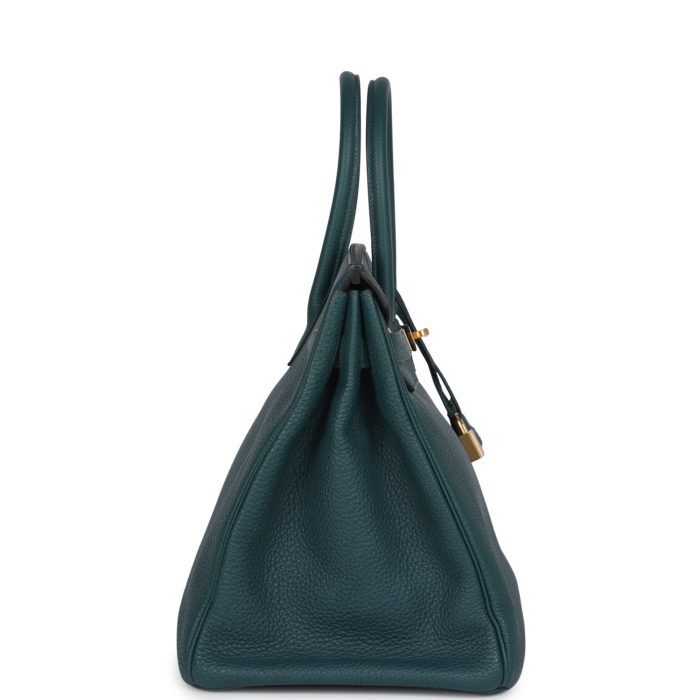 Handmade Bag HB 35 Vert Rousseau Togo Gold Hardware - 图片 3
