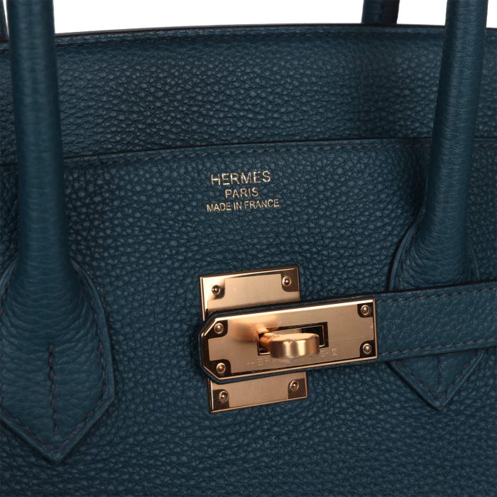 Handmade Bag HB 35 Vert Rousseau Togo Gold Hardware - 图片 6