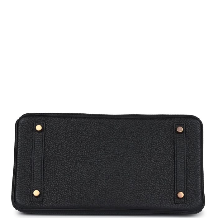Handmade Bag HB 30 Black Shiny Niloticus Crocodile and Togo Touch Rose Gold Hardware - 图片 5