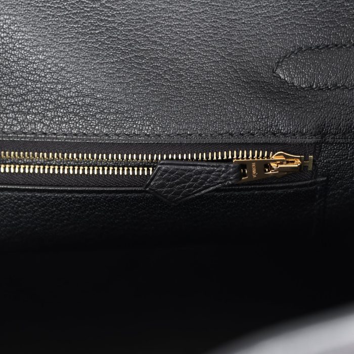 Handmade Bag HB 30 Black Shiny Niloticus Crocodile and Togo Touch Rose Gold Hardware - 图片 8