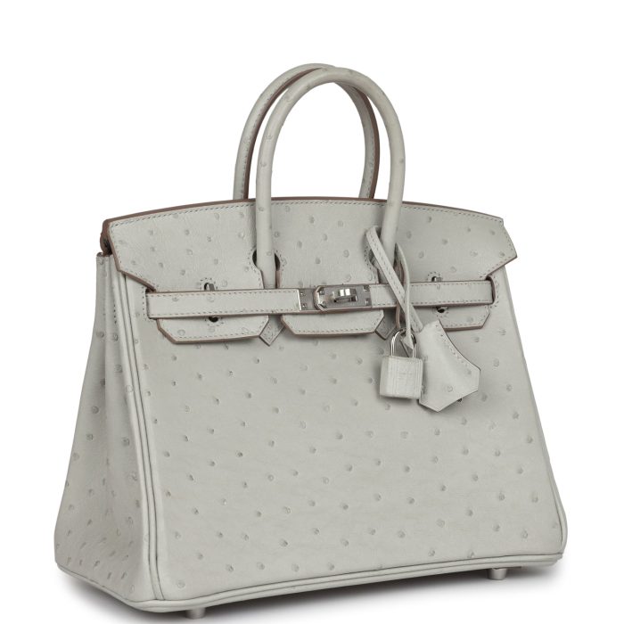 Handmade Bag HB 25 Gris Perle Ostrich Palladium Hardware - 图片 2