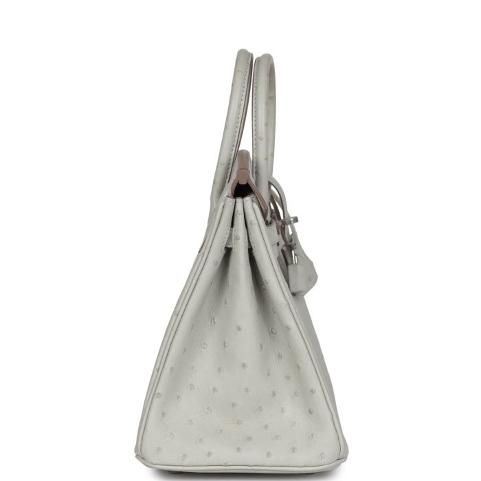 Handmade Bag HB 25 Gris Perle Ostrich Palladium Hardware - 图片 3