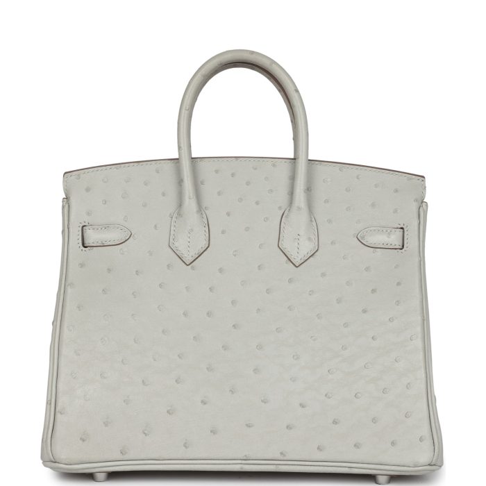 Handmade Bag HB 25 Gris Perle Ostrich Palladium Hardware - 图片 4