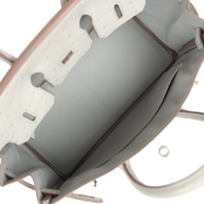Handmade Bag HB 25 Gris Perle Ostrich Palladium Hardware - 图片 7