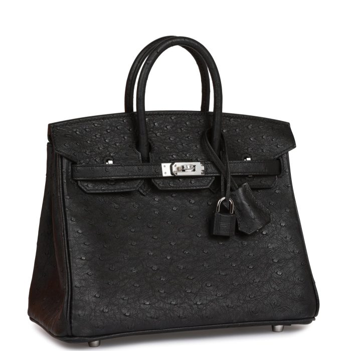 Handmade Bag HB 25 Black Ostrich Palladium Hardware - 图片 2