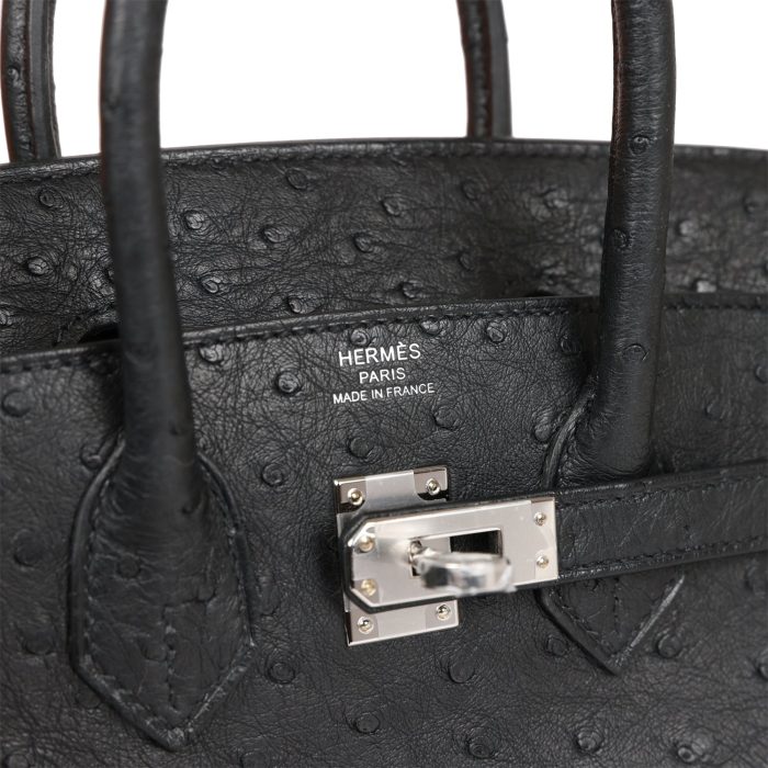 Handmade Bag HB 25 Black Ostrich Palladium Hardware - 图片 6