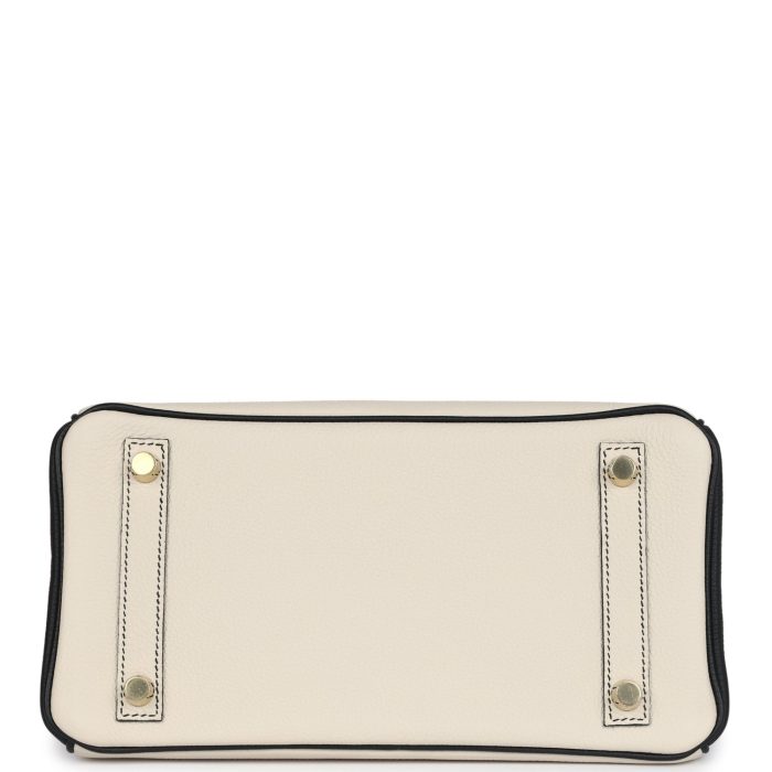 Handmade Bag HSOB(HSS) 25 Craie and Black Togo Brushed Gold Hardware - 图片 5