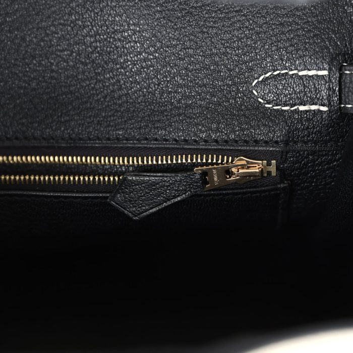 Handmade Bag HSOB(HSS) 25 Craie and Black Togo Brushed Gold Hardware - 图片 8