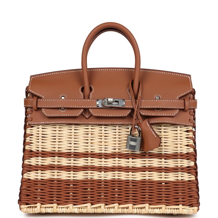 Handmade Bag HPB 25 Gold Swift and Stripe Wicker Palladium Hardware