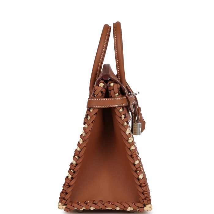 Handmade Bag HPB 25 Gold Swift and Stripe Wicker Palladium Hardware - 图片 3