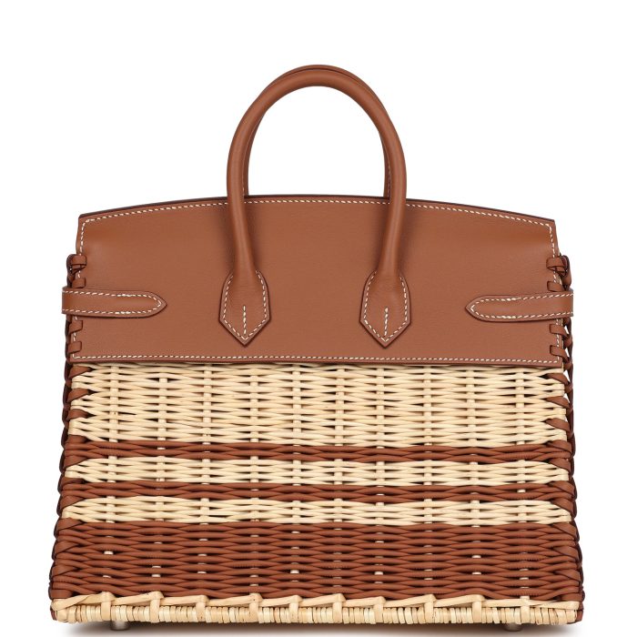 Handmade Bag HPB 25 Gold Swift and Stripe Wicker Palladium Hardware - 图片 4