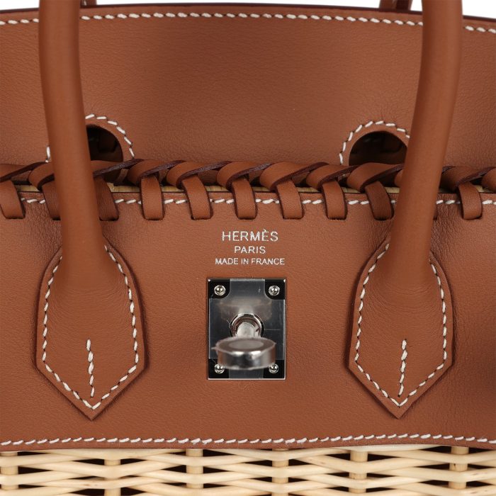 Handmade Bag HPB 25 Gold Swift and Stripe Wicker Palladium Hardware - 图片 6