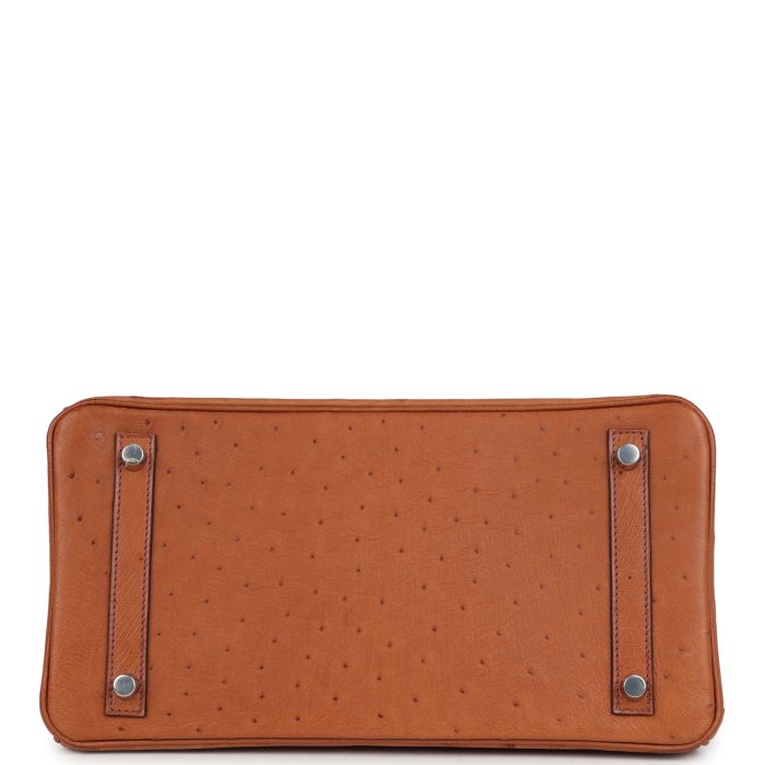 Handmade Bag HB 30 Miel Shiny Alligator and Cognac Ostrich Touch Palladium Hardware - 图片 5
