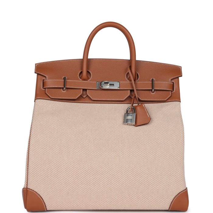 Handmade Bag HB HAC 40 Gold Evercolor and Ecru Toile Palladium Hardware