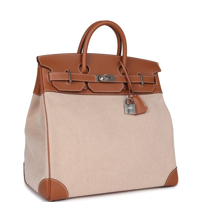 Handmade Bag HB HAC 40 Gold Evercolor and Ecru Toile Palladium Hardware - 图片 2