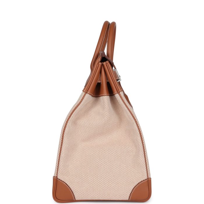 Handmade Bag HB HAC 40 Gold Evercolor and Ecru Toile Palladium Hardware - 图片 3
