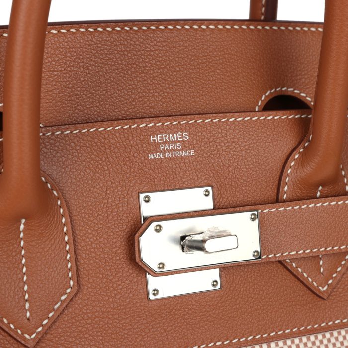 Handmade Bag HB HAC 40 Gold Evercolor and Ecru Toile Palladium Hardware - 图片 6