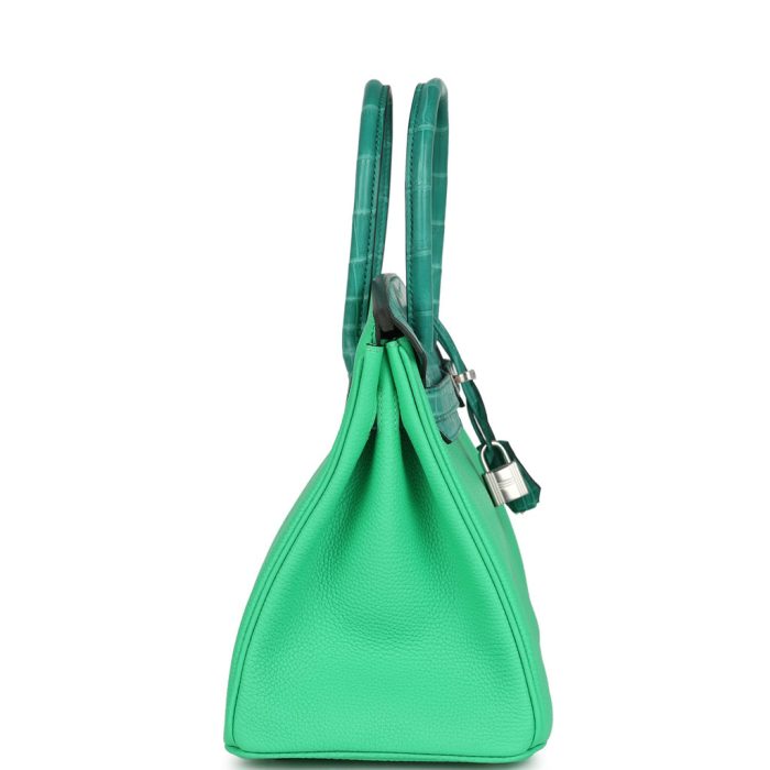Handmade Bag HB 30 Vert Comics Togo and Vert Jade Niloticus Crocodile Touch Palladium - 图片 3