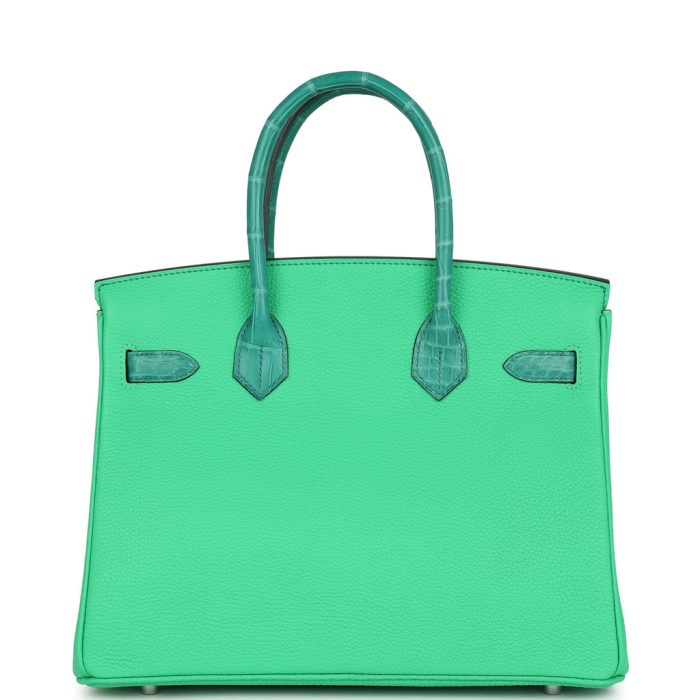 Handmade Bag HB 30 Vert Comics Togo and Vert Jade Niloticus Crocodile Touch Palladium - 图片 4