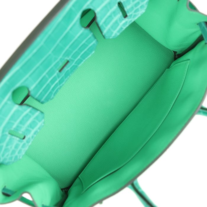 Handmade Bag HB 30 Vert Comics Togo and Vert Jade Niloticus Crocodile Touch Palladium - 图片 7