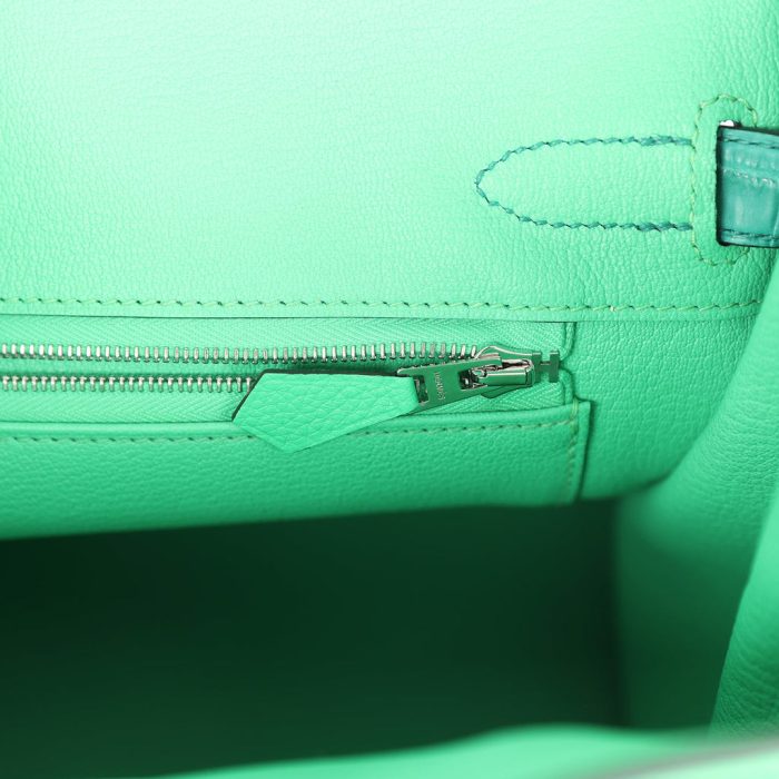 Handmade Bag HB 30 Vert Comics Togo and Vert Jade Niloticus Crocodile Touch Palladium - 图片 8