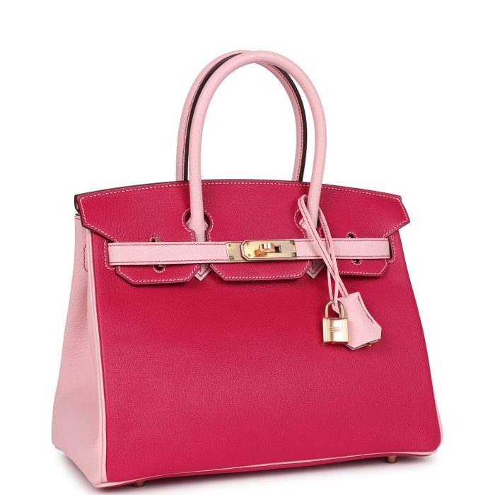 Handmade Bag HSOB(HSS) 30 Rose Mexico and Rose Sakura Chevre Rose Gold Hardware - 图片 2