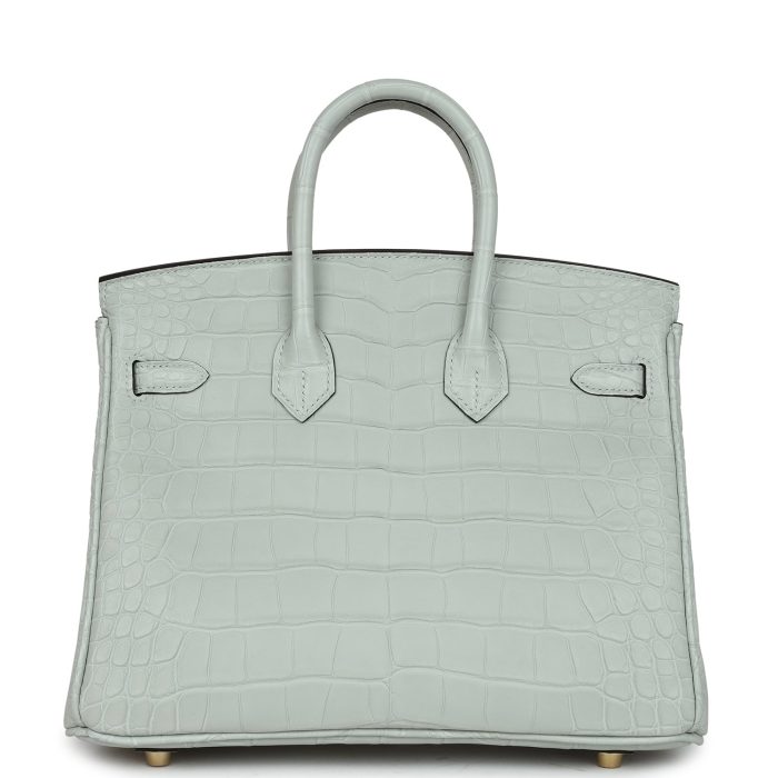Handmade Bag HB 25 Gris Neve Matte Alligator Gold Hardware - 图片 4