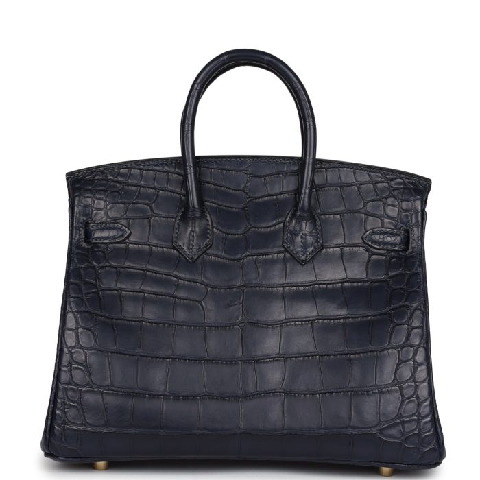 Handmade Bag HB 25 Bleu Indigo Matte Alligator Gold Hardware - 图片 4