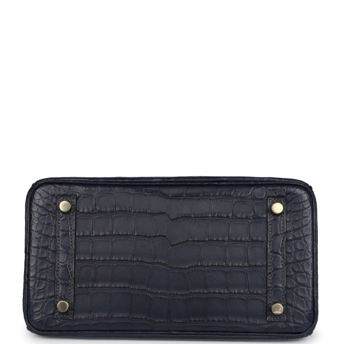 Handmade Bag HB 25 Bleu Indigo Matte Alligator Gold Hardware - 图片 5