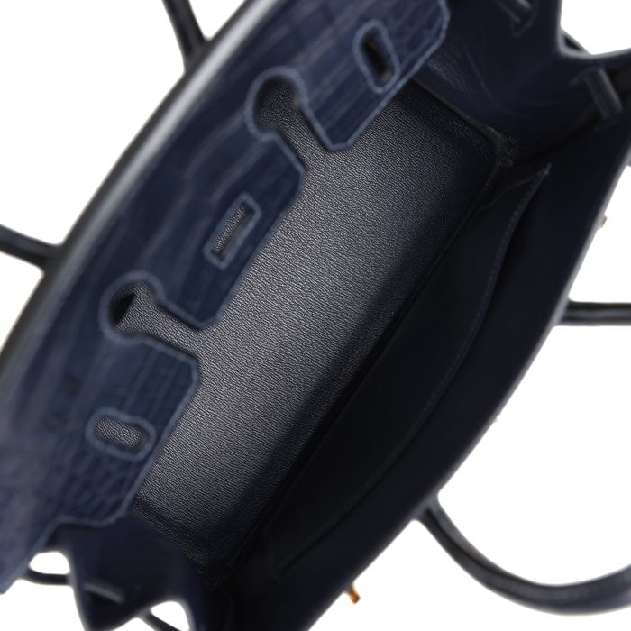 Handmade Bag HB 25 Bleu Indigo Matte Alligator Gold Hardware - 图片 6
