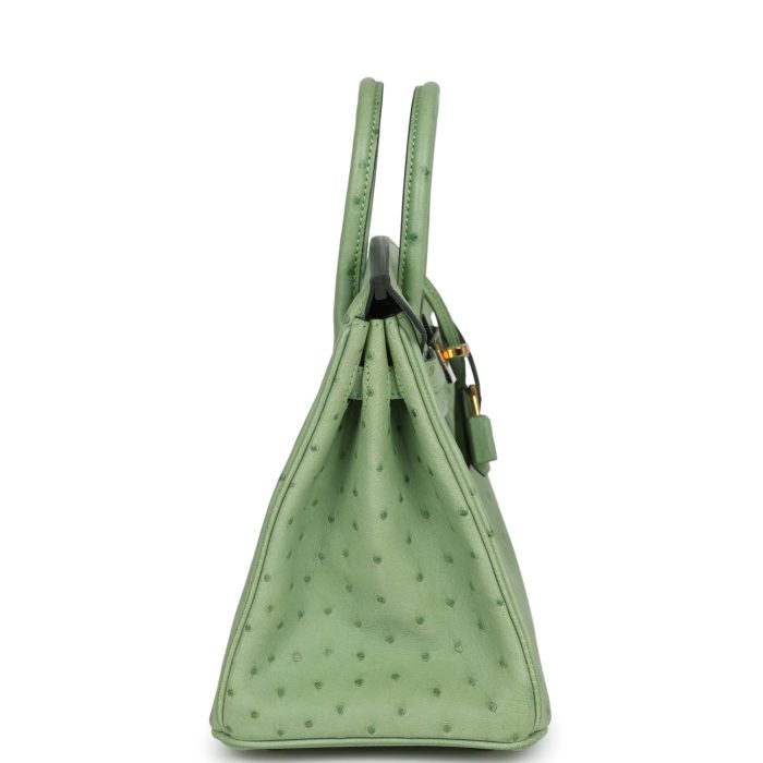 Handmade Bag HB 25 Vert Criquet Ostrich Gold Hardware：圖片 3