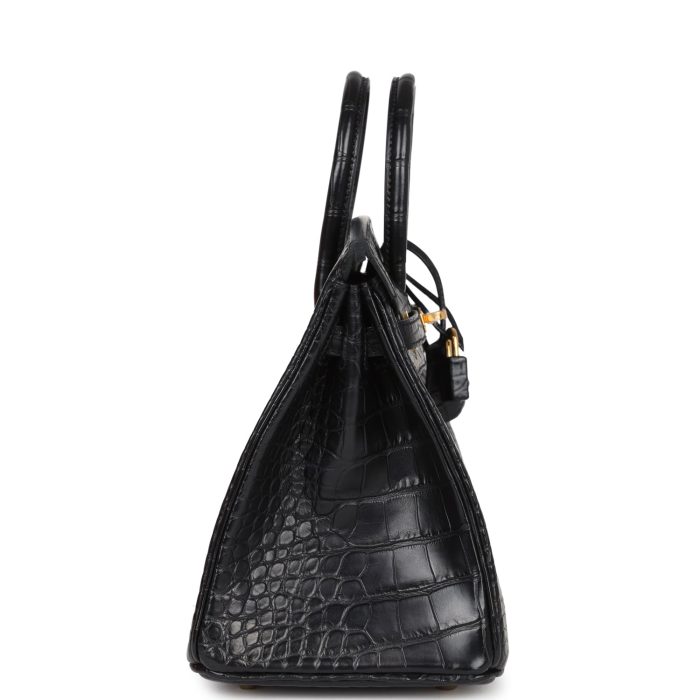 Handmade Bag HB 25 Black Matte Alligator Gold Hardware - 图片 3