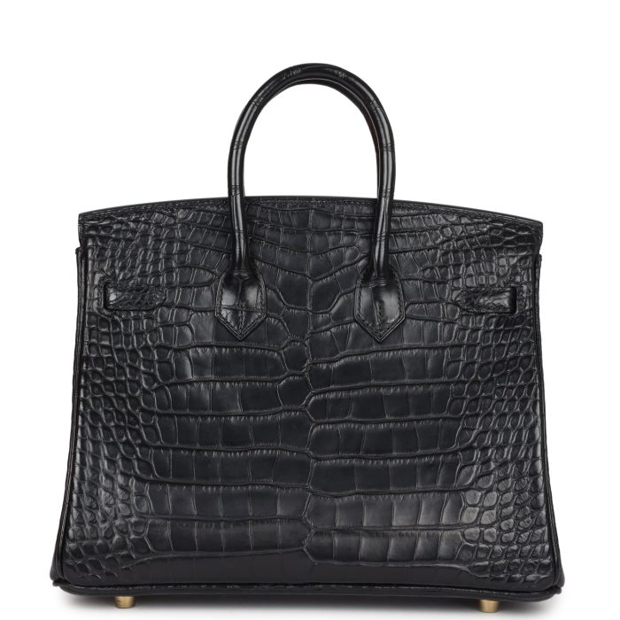 Handmade Bag HB 25 Black Matte Alligator Gold Hardware - 图片 4