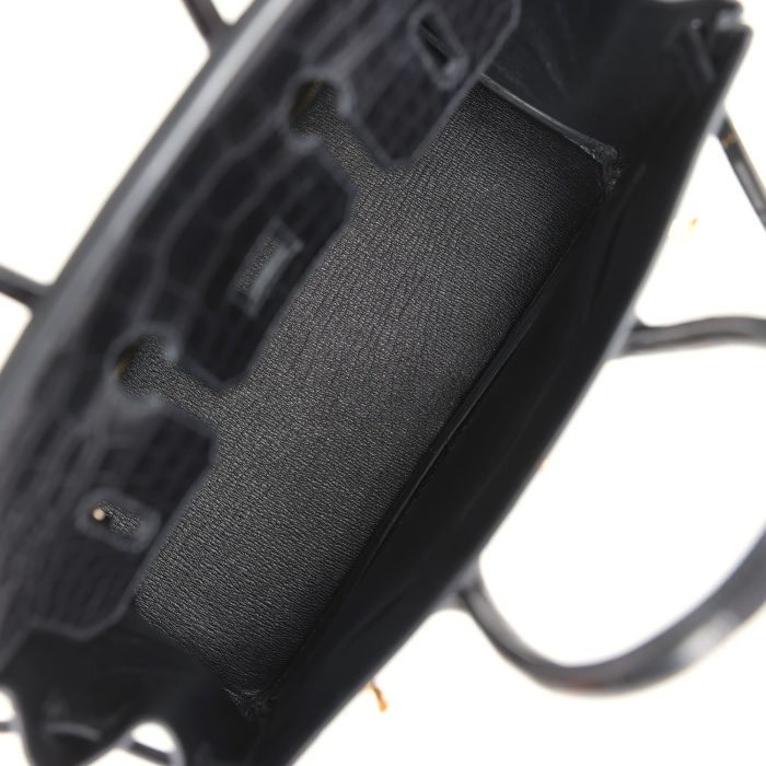 Handmade Bag HB 25 Black Matte Alligator Gold Hardware - 图片 7
