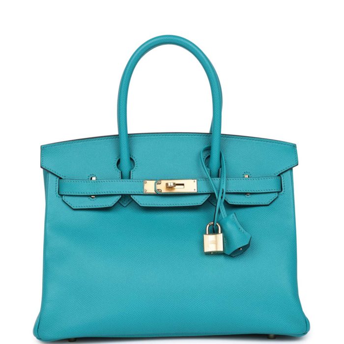 Handmade Bag HB 30 Bleu Paon Epsom Gold Hardware