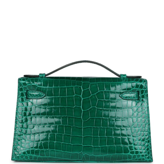 Handmade HKP Emerald Shiny Porosus Crocodile Gold Hardware - 图片 4