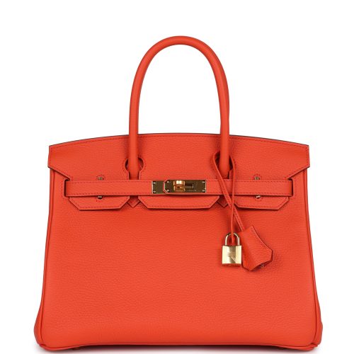 Handmade Bag HB 30 Orange Poppy Clemence Gold Hardware