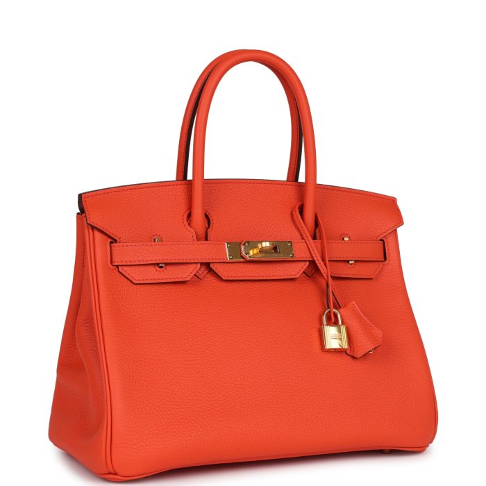 Handmade Bag HB 30 Orange Poppy Clemence Gold Hardware - 图片 2