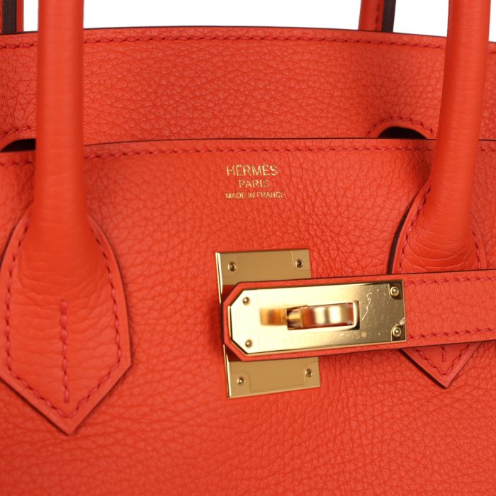 Handmade Bag HB 30 Orange Poppy Clemence Gold Hardware - 图片 6